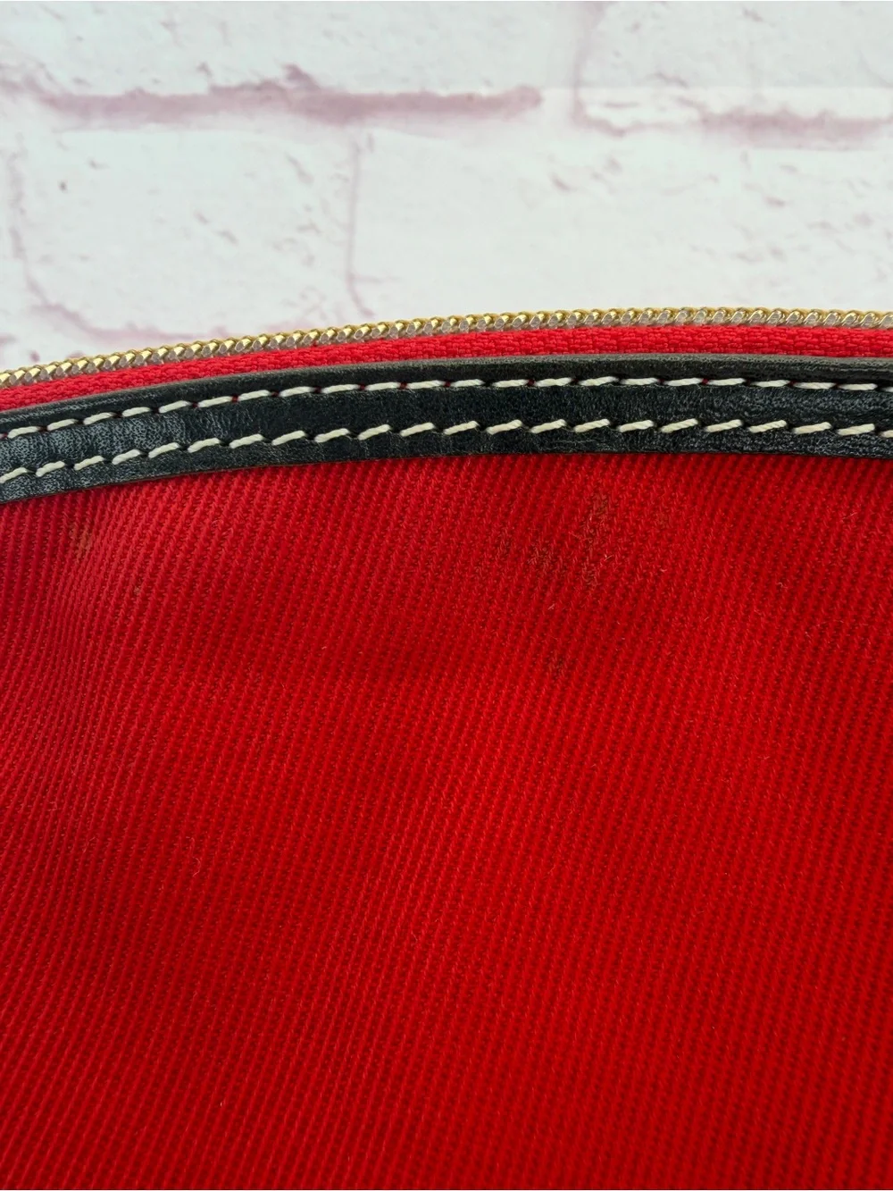 Loewe Red Cosmetic Pouch with Gold Emblem
